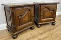 Pair of Bedside Tables Vintage French Style Nightstands Carved Cabinets LOT 49653