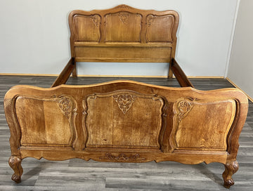 Bed Vintage French Louis XVI Double Bed Frame Oak Carved Headboard LOT 46030