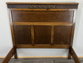 Bed Vintage French Style Oak Double Bed Frame Carved Headboard LOT 47296