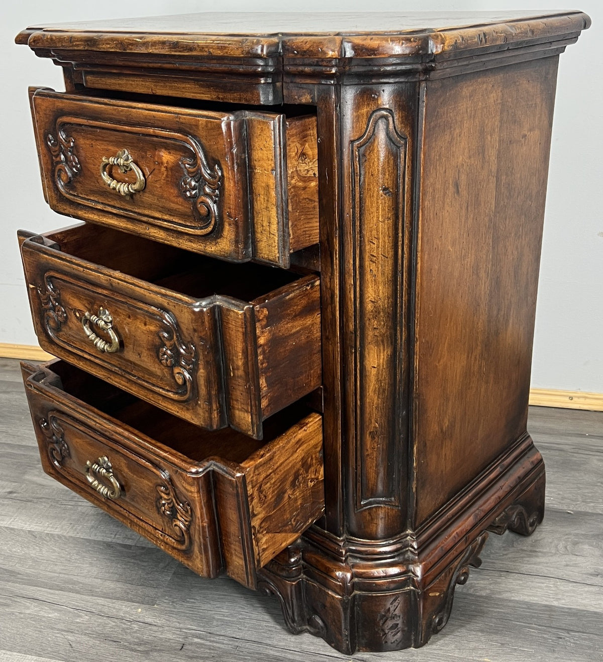 Bedside Tables Vintage French Style Nightstands Cabinets 3 Drawers LOT 4297