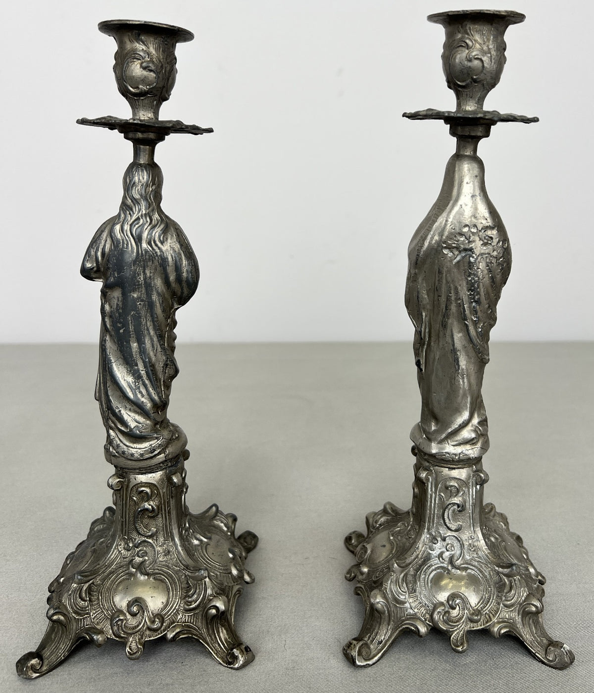 Pair of Candle Holders Vintage French Style Figural Design Candlesticks LOT 6471