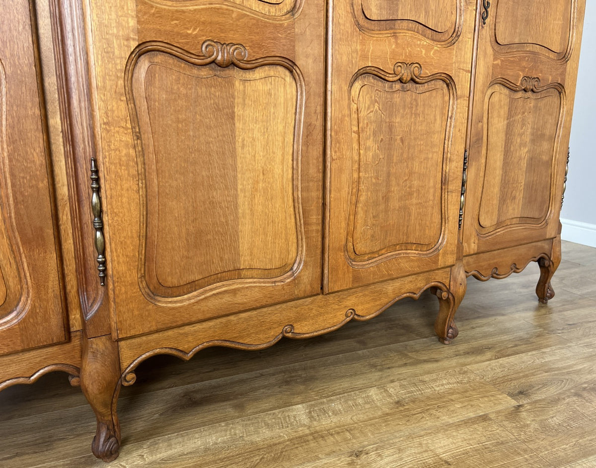 Wardrobe Vintage French Louis XVI Style Oak Four Door Carved Armoire LOT 6504