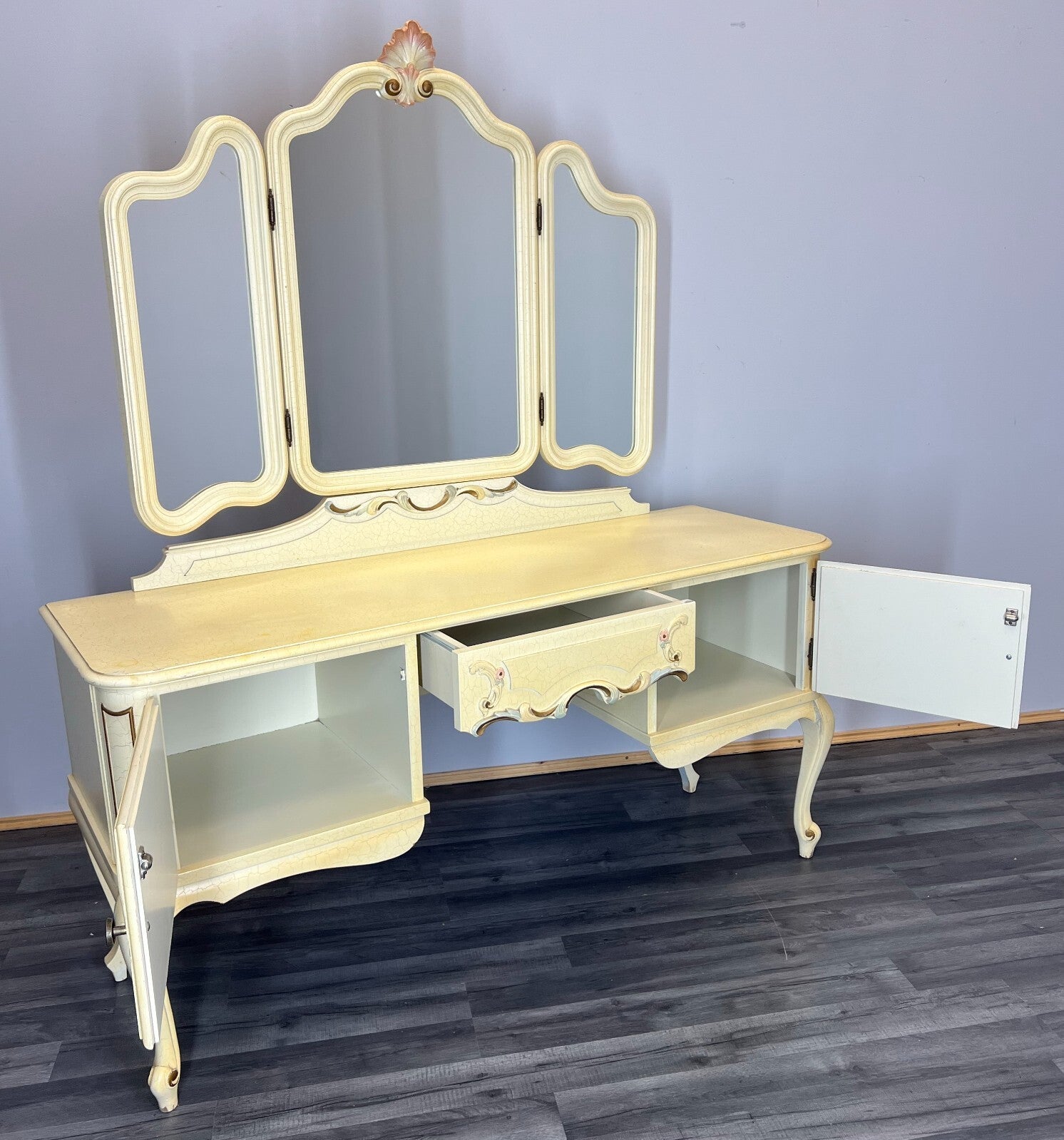 Dressing Table Vintage French Louis XVI Shabby Chic Vanity Table Makeup LOT 275512