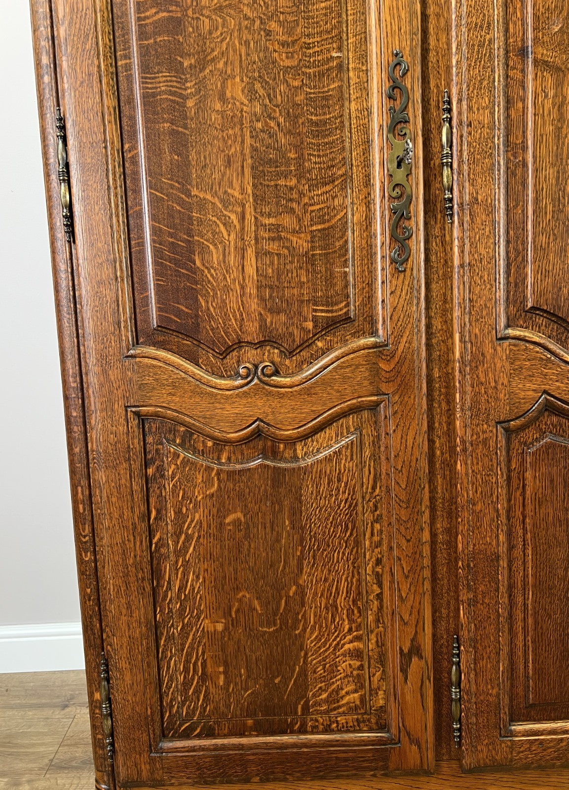 Wardrobe Vintage French Louis XVI Style Oak Four Door Carved Armoire LOT 48277