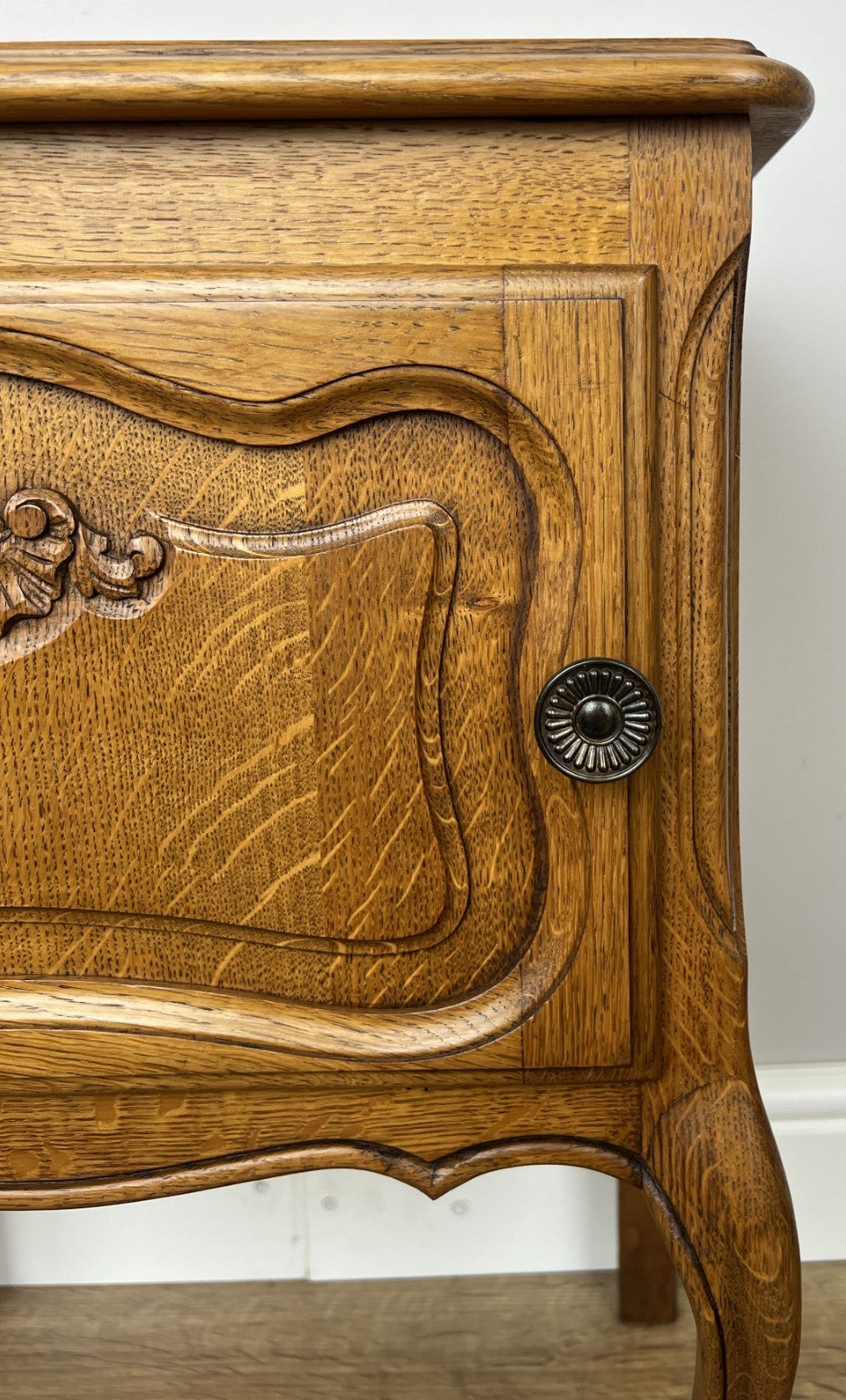 Pair of Bedside Tables Vintage French Louis Oak Nightstands Cabinets LOT 62146