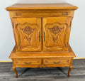 Cabinet Vintage French Style Oak Carved Storage Drawers Cupboard LOT 37530