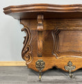 French Vintage Style Coat Rack Oak 7 Hooks Ornate Wall Shelf Coat LOT 47374