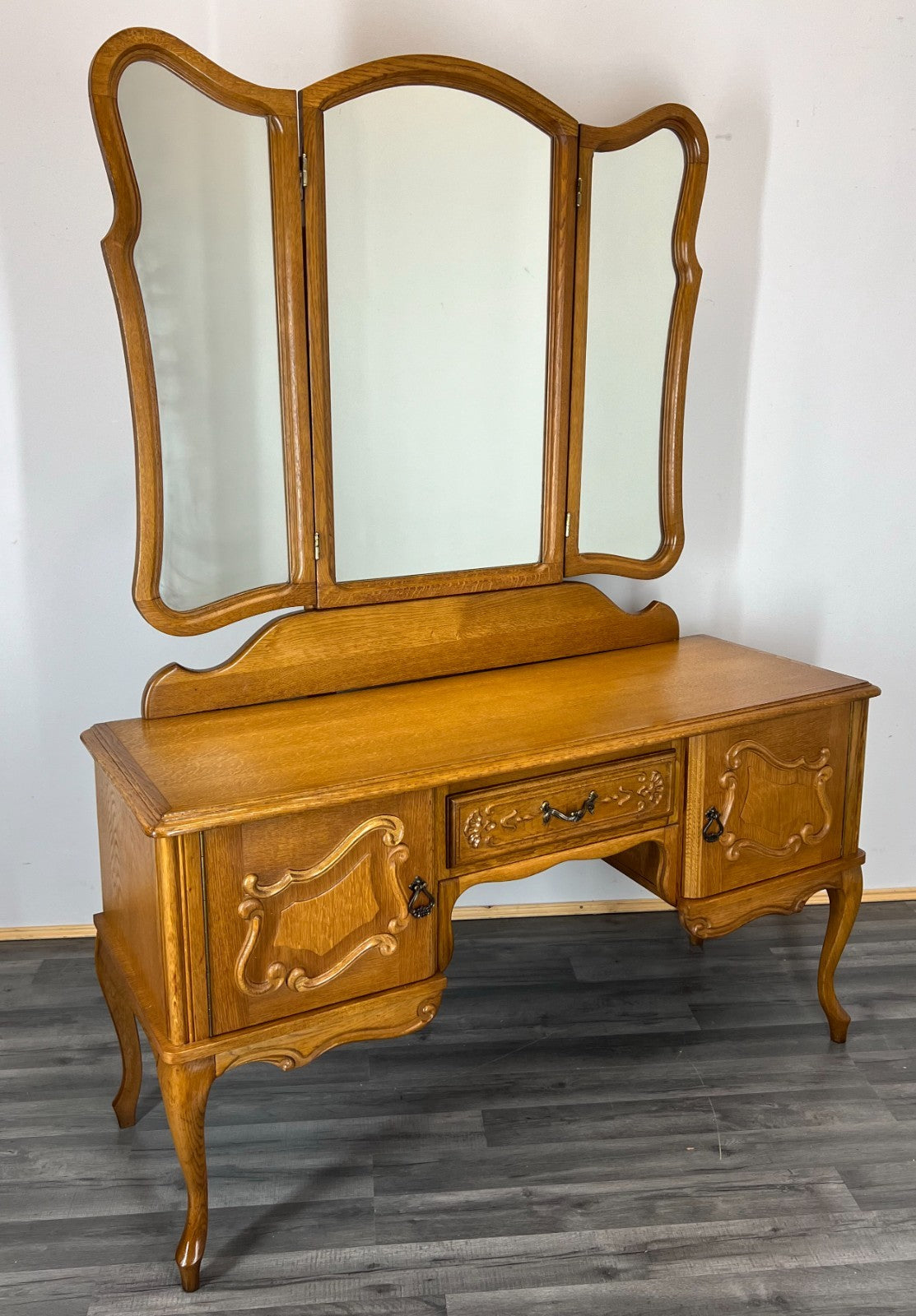 Dressing Table with Mirror Vintage French Oak Louis Vanity Table Makeup LOT 31970