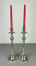 Pair of Candle Holders Vintage French Silver Metal Column Candlesticks LOT 50771