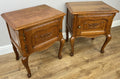 Pair of Bedside Tables Vintage French Louis Oak Nightstands Cabinets LOT 62113