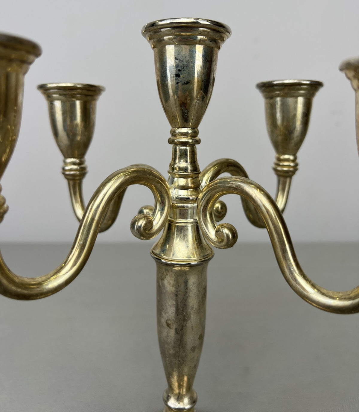 Pair of Candelabras Vintage French Style Metal Five Arm Candle Holders LOT 6483