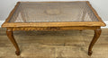 Coffee Table Vintage French Style Oak Carved Glass Top Side Table LOT 63100