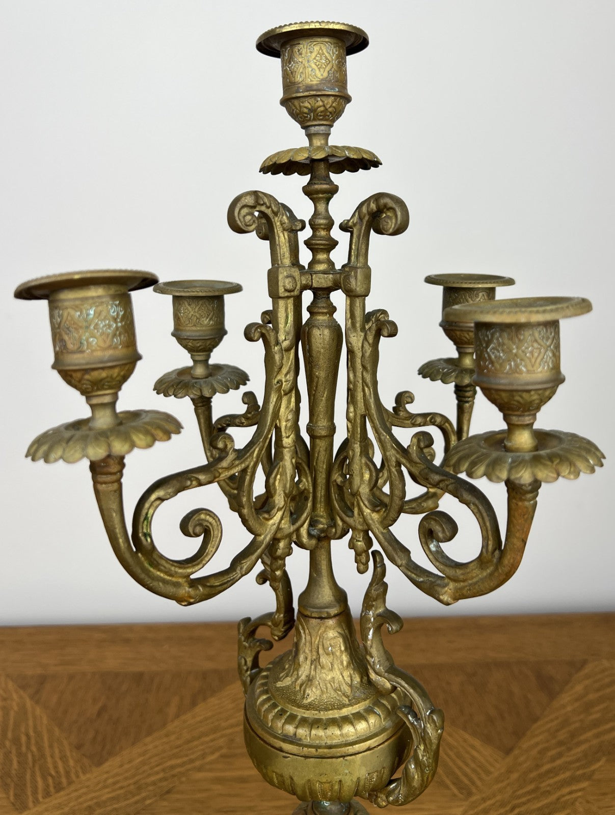 Pair of Candelabras Vintage French Style 5 Arm Ornate Candle Holders LOT 60702