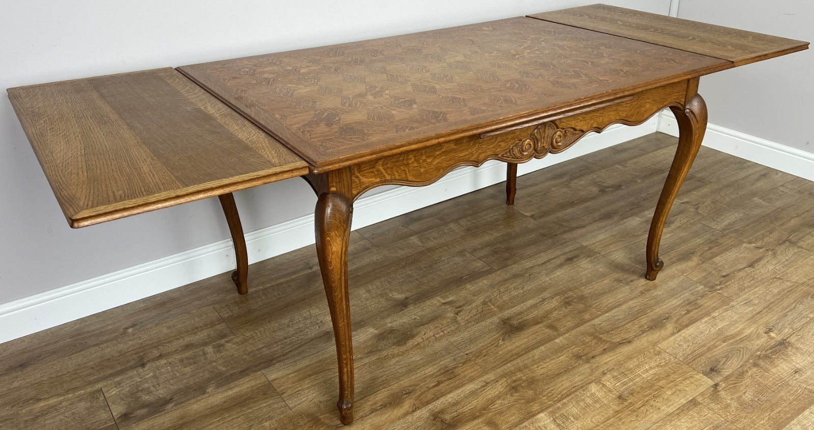 Dining Table Vintage French Louis XVI Carved Oak Extendable Table LOT 63563