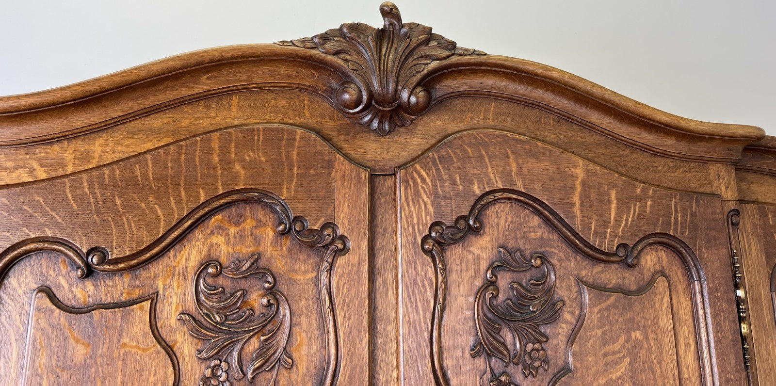 Wardrobe Vintage French Louis XVI Style Four Door Oak Carved Armoire LOT 612613