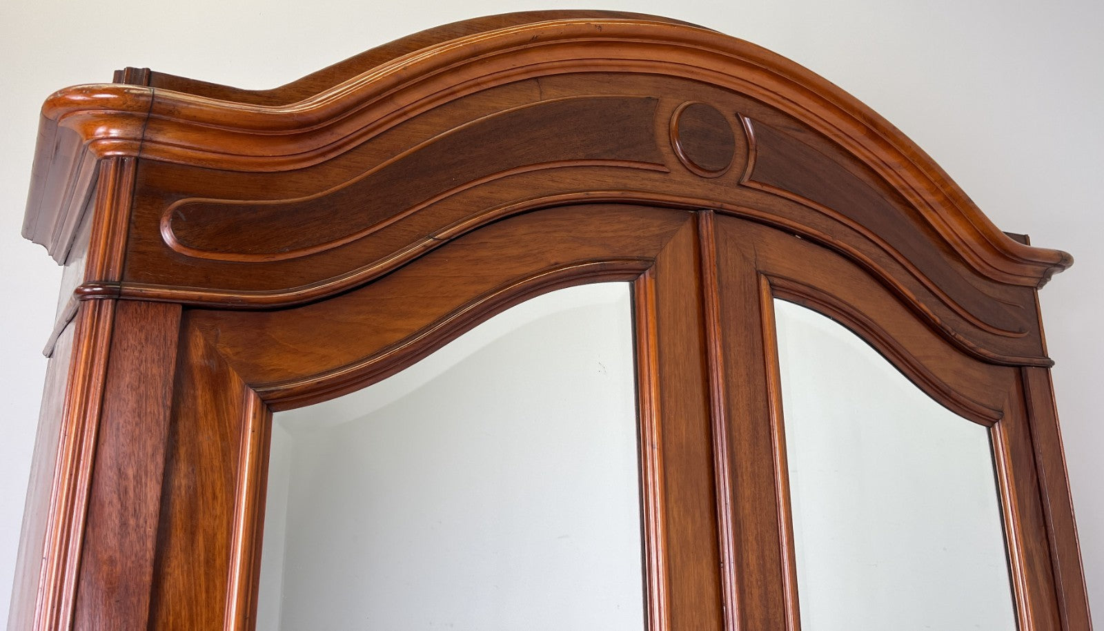 Wardrobe Antique French Two Door Mahogany Mirrored Carved Armoire LOT 61525