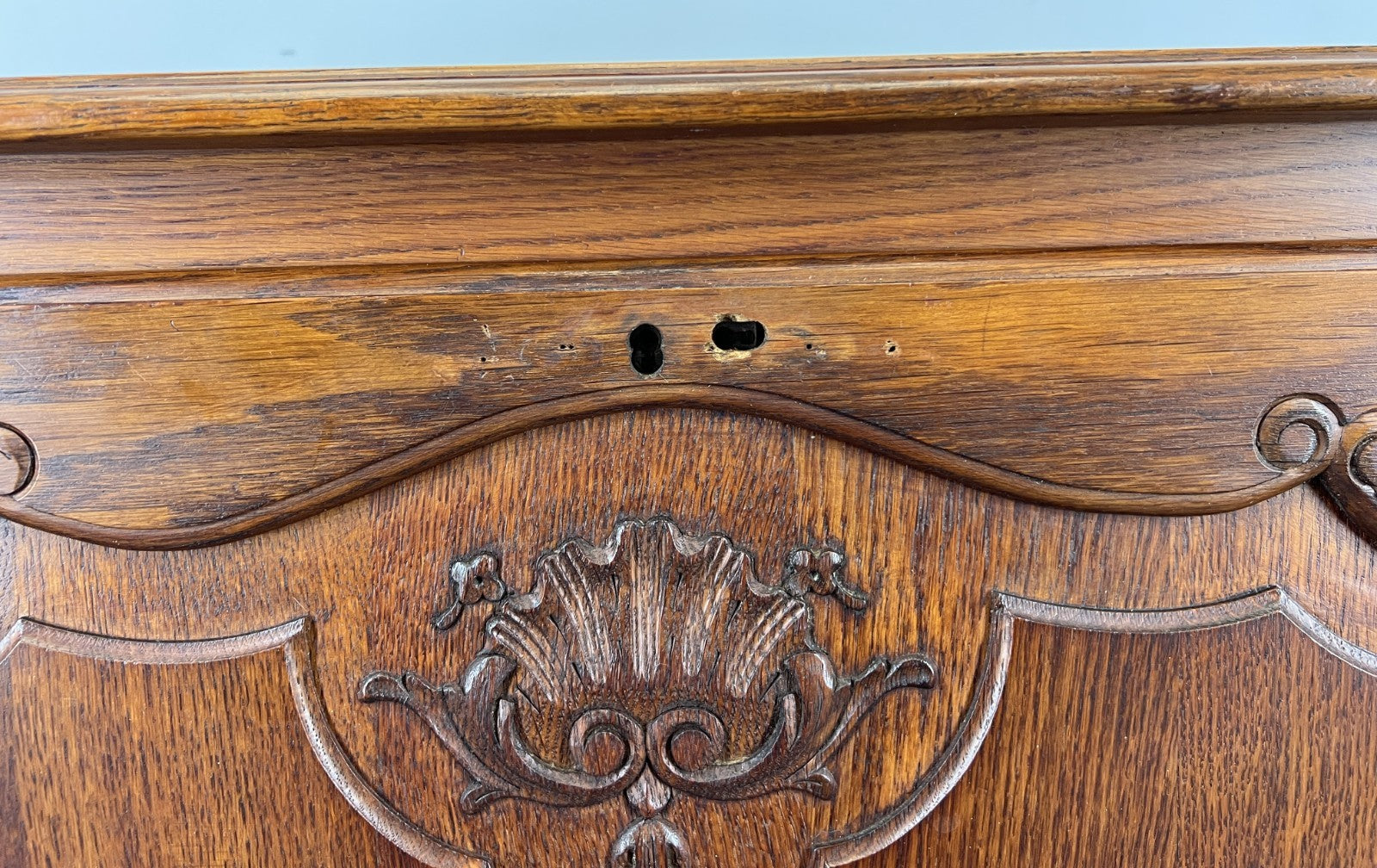 Cabinet Vintage French Louis XVI Style Oak Carved Sideboard with Drawer LOT 45795