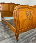 Bed Vintage French Louis XVI Oak Double Bed Frame Carved Headboard LOT 37917