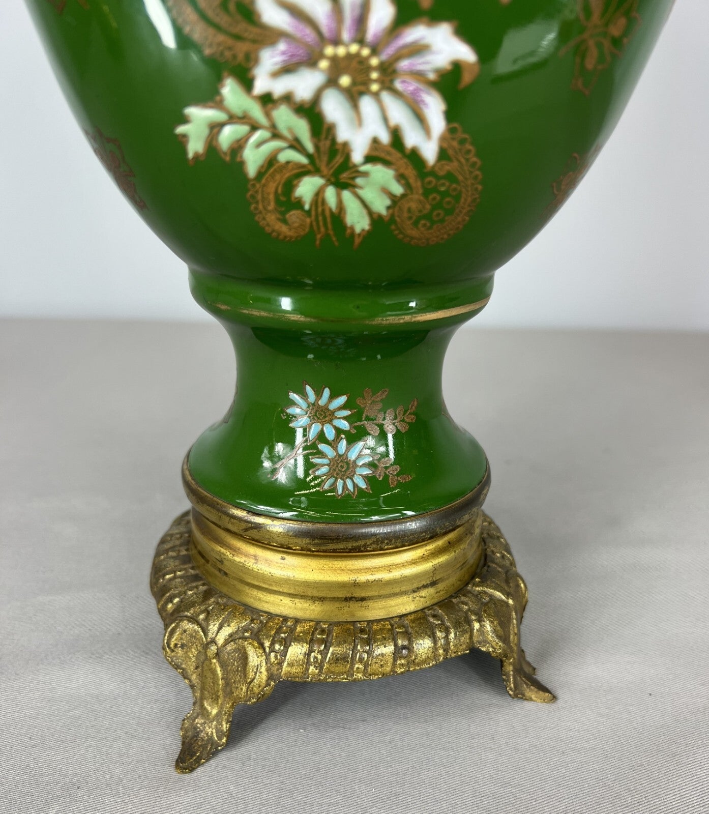 Mantel Clock Set Antique French Garniture Porcelain Bronze Candelabras LOT 36205