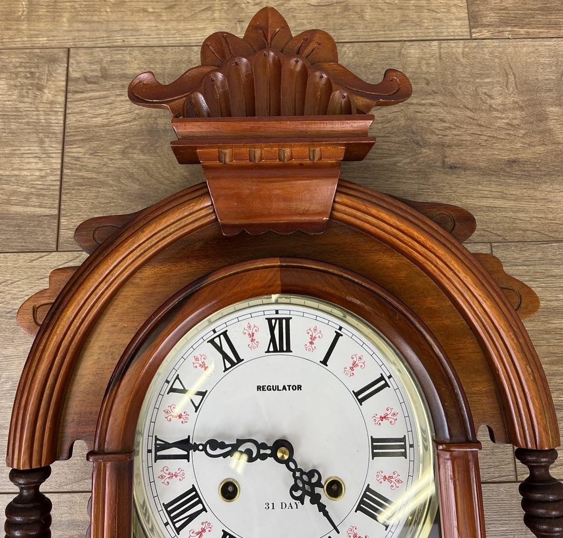 Clock Vintage French Style Hanging Regulator Carved Wall Clock LOT 62010
