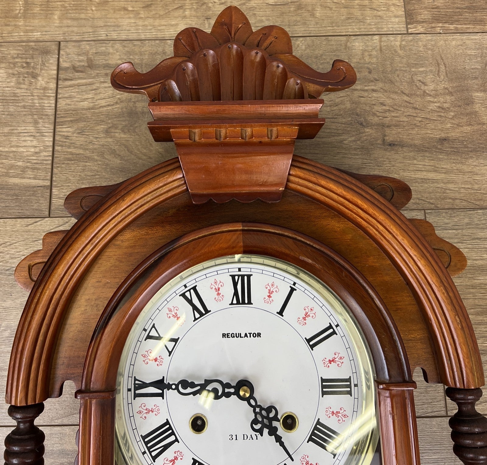 Clock Vintage French Style Hanging Regulator Carved Wall Clock LOT 62011