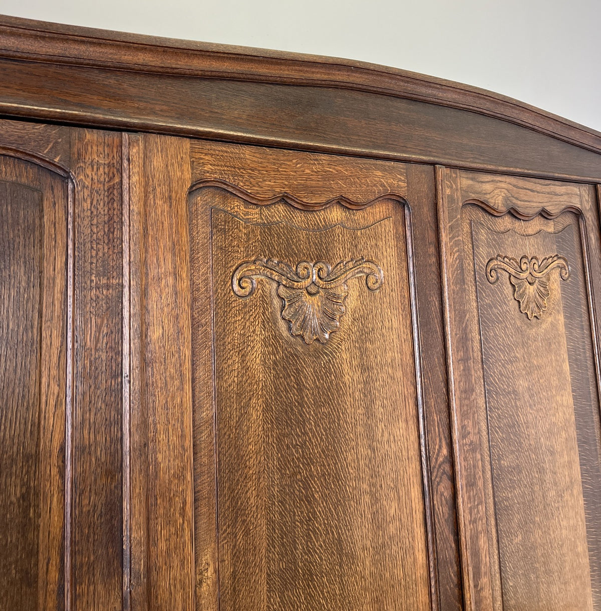 Wardrobe Vintage French Louis XVI Style Oak Four Door Carved Armoire LOT 6505