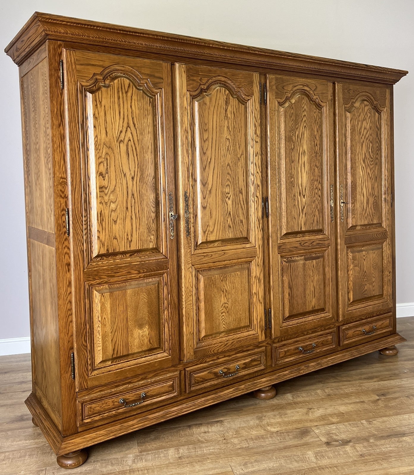 Wardrobe Vintage French Style Four Door Carved Armoire Cabinet LOT 61191
