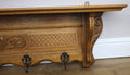 French Vintage Coat Rack Oak 5 Hooks Wall Shelf Carved Coat Hanger LOT 60014