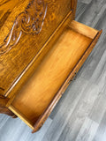 Cabinet Vintage French Louis XVI Style Oak Fall Front Carved Sideboard LOT 37799