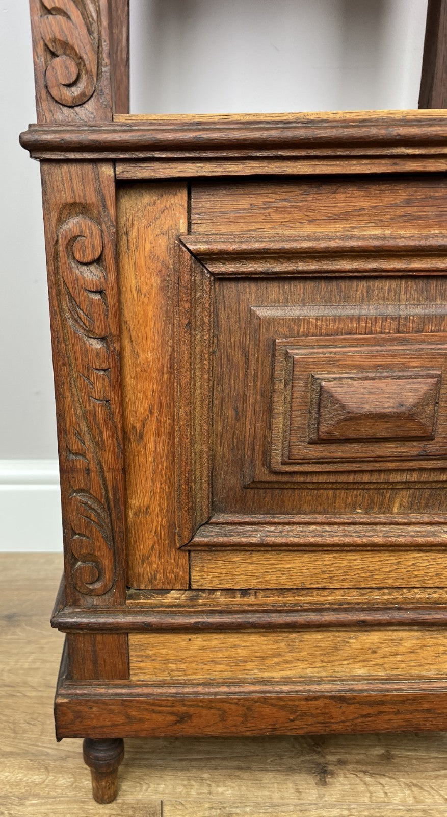 Bedside Table Antique French Marble Top Oak Cabinet Carved Cupboard LOT 63528