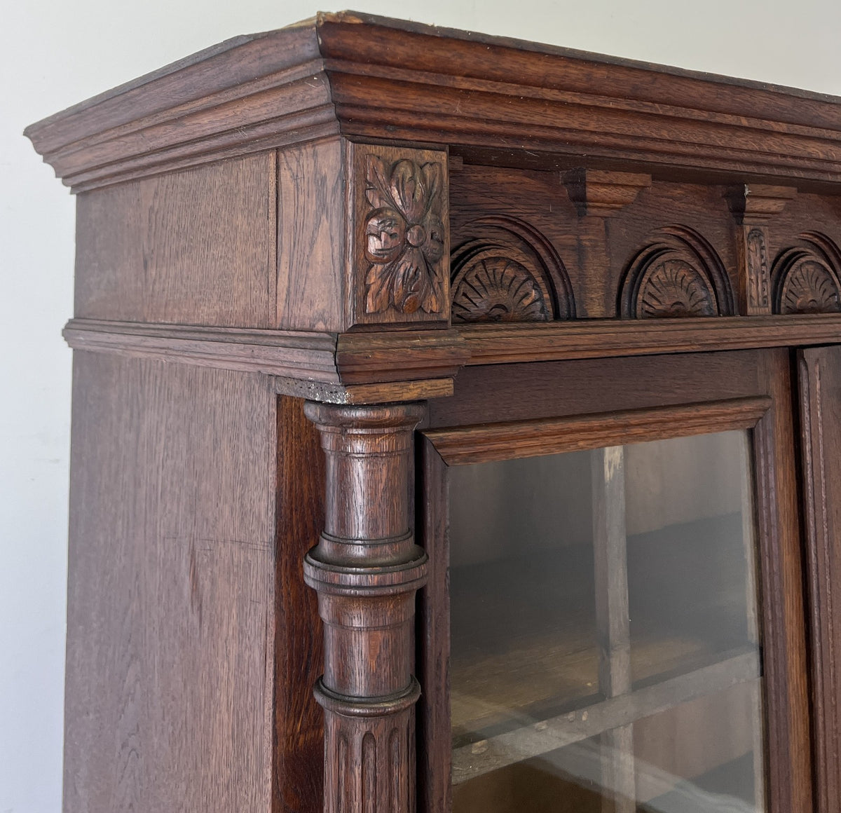 Bookcase Antique French Style Glazed Display Cabinet Oak Sideboard LOT 6545