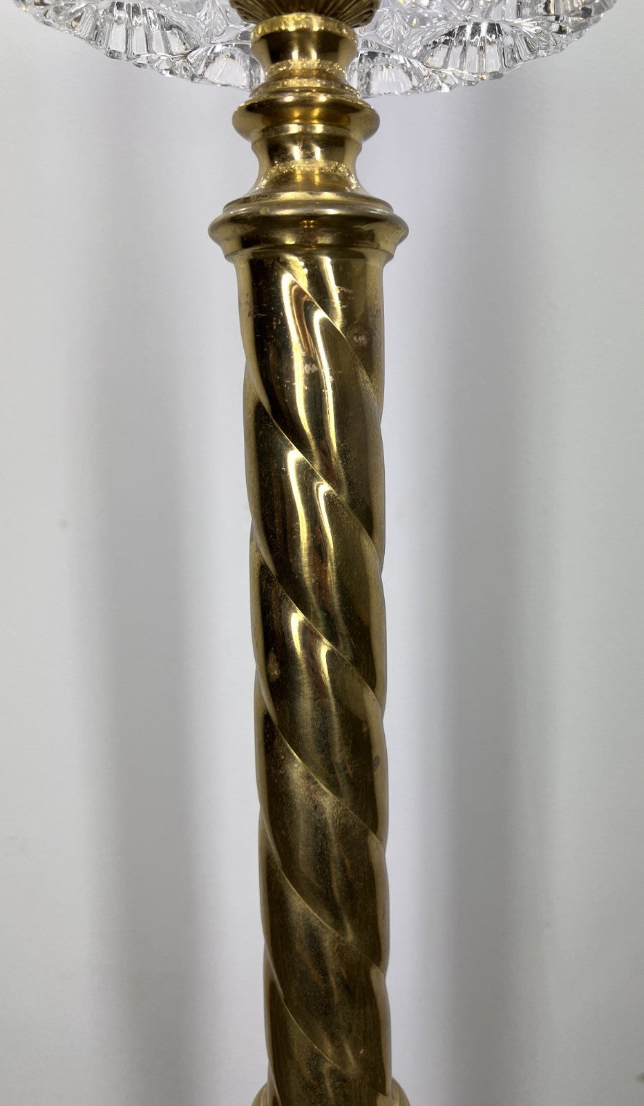 Vintage French Ashtray Stand Brass & Crystal Ornate Pedestal LOT 42325