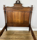 Bed Antique French Style Oak Double Bed Frame Carved Headboard LOT 61513