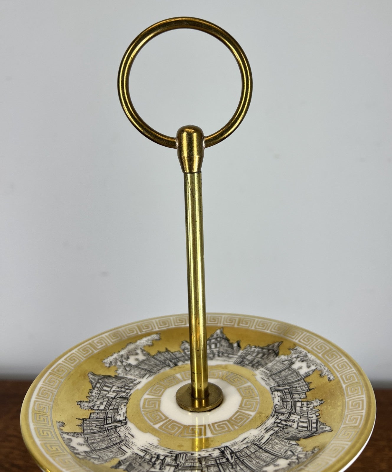 Cake Stand Vintage Style German Bavaria Porcelain Brass Three Tier LOT 47546