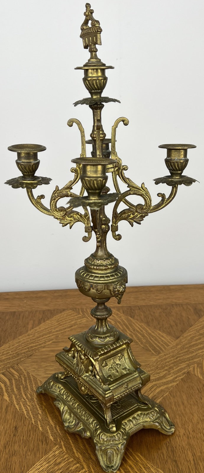 Pair of Candelabra Antique French Style Brass Five Arm Candle Holders LOT 602517