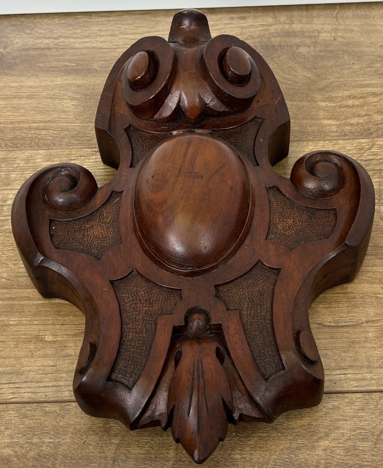 Pediment Antique French Style Walnut Hand Carved Decorative Crest LOT 61782