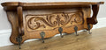 Coat Rack Vintage French Carved Oak Wall Mounted 5 Hooks Rack Hanger LOT 63671