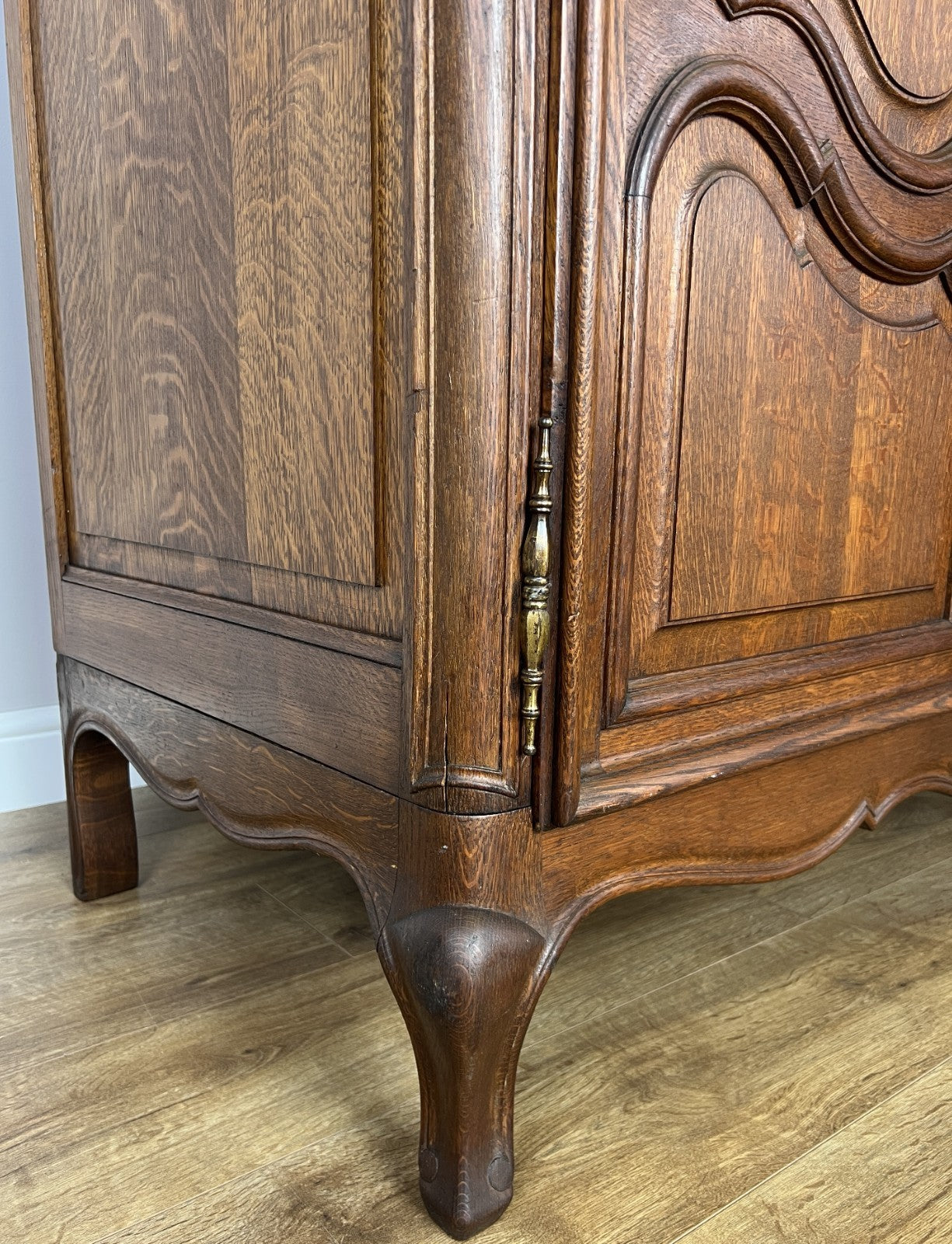 Wardrobe Vintage French Louis XVI Style Triple Door Oak Carved Armoire LOT 607814