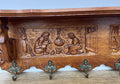 Coat Rack Vintage French Carved Oak Wall Mounted 6 Hooks Rack Hanger LOT 62056