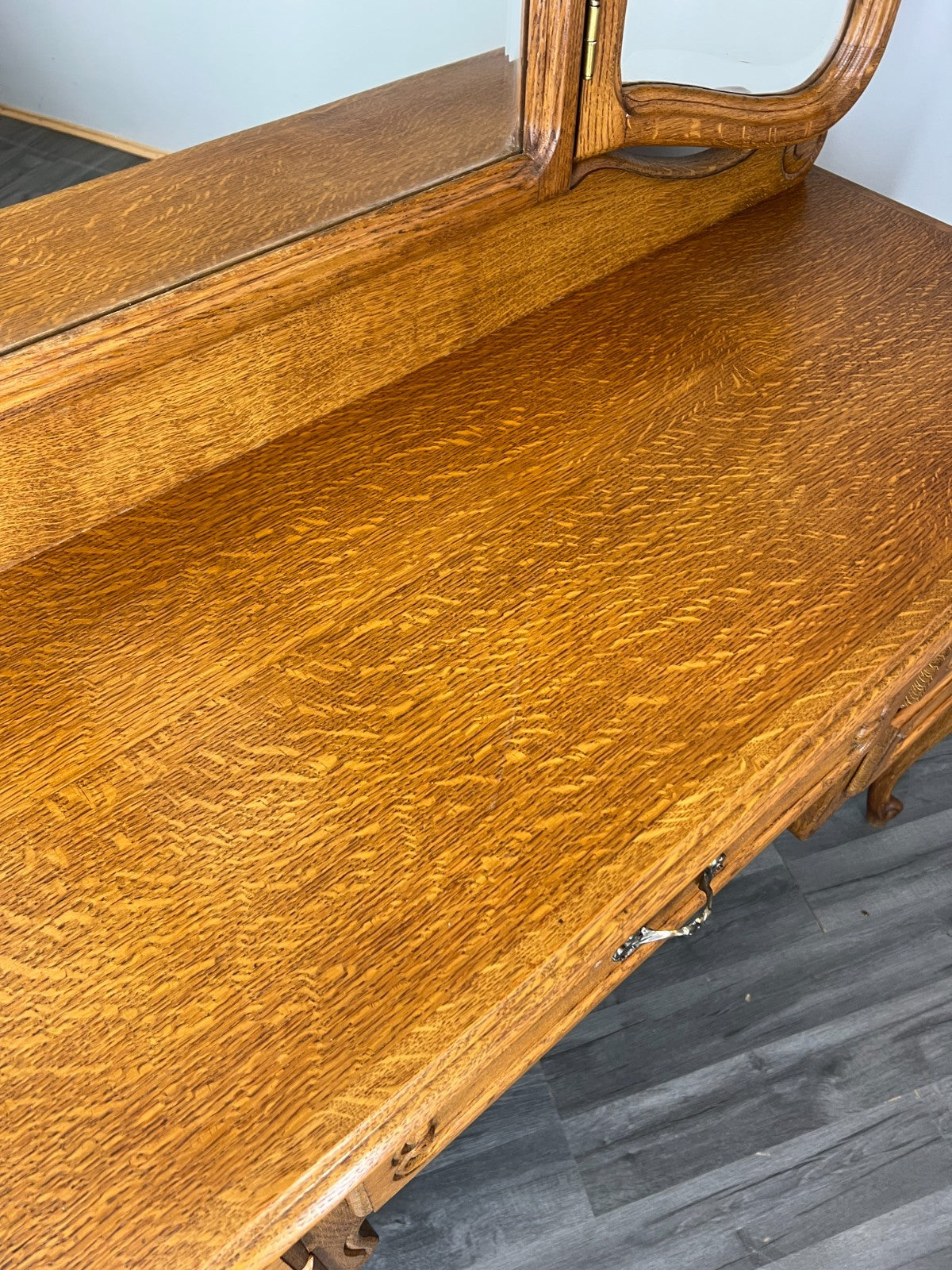 Vintage Dressing Table with mirror French Louis Oak Vanity Table Makeup LOT 45627