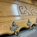 French Vintage Style Coat Rack Oak 6 Hooks Ornate Wall Shelf Coat LOT 47254