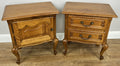 Pair of  Bedside Tables Vintage French Louis Oak Nightstands Cabinets LOT 49110