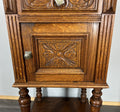Bedside Table Antique French Oak with Marble Top Carved Cabinet LOT 43334