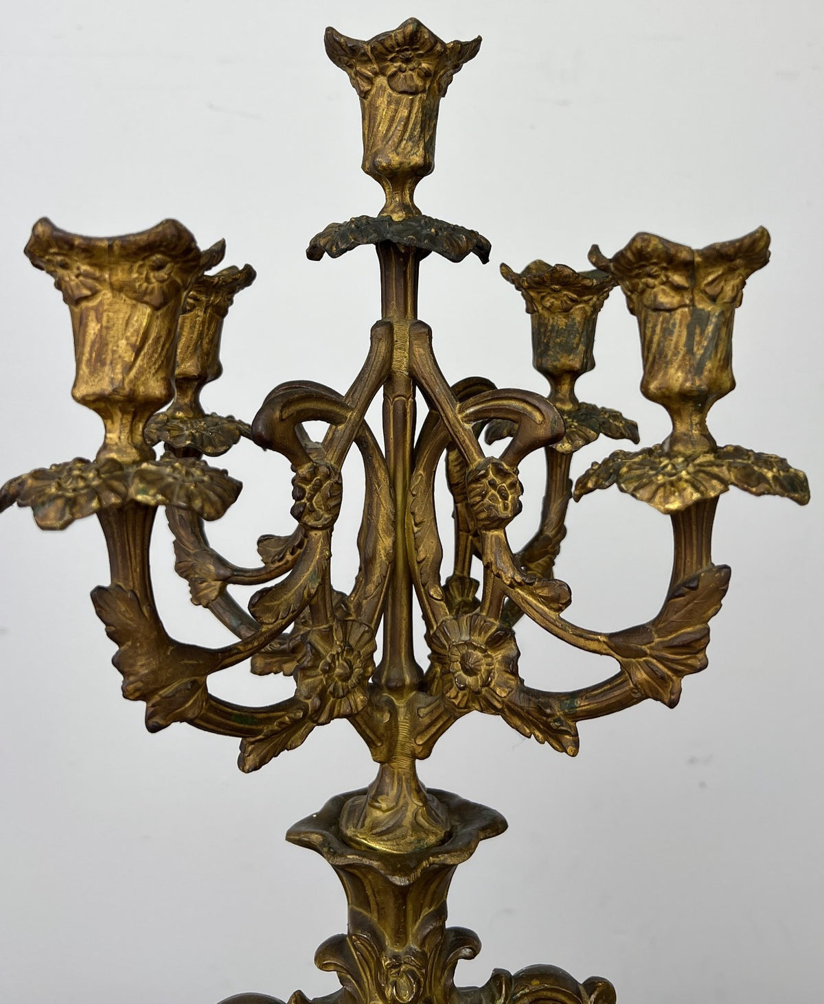 Candelabra Antique French Style Brass Marble Five Arm Candle Holder LOT 6488