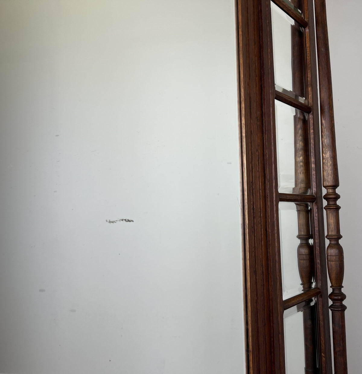 Wardrobe Antique French Style Oak Mirrored Two Drawers Carved Armoire LOT 6541