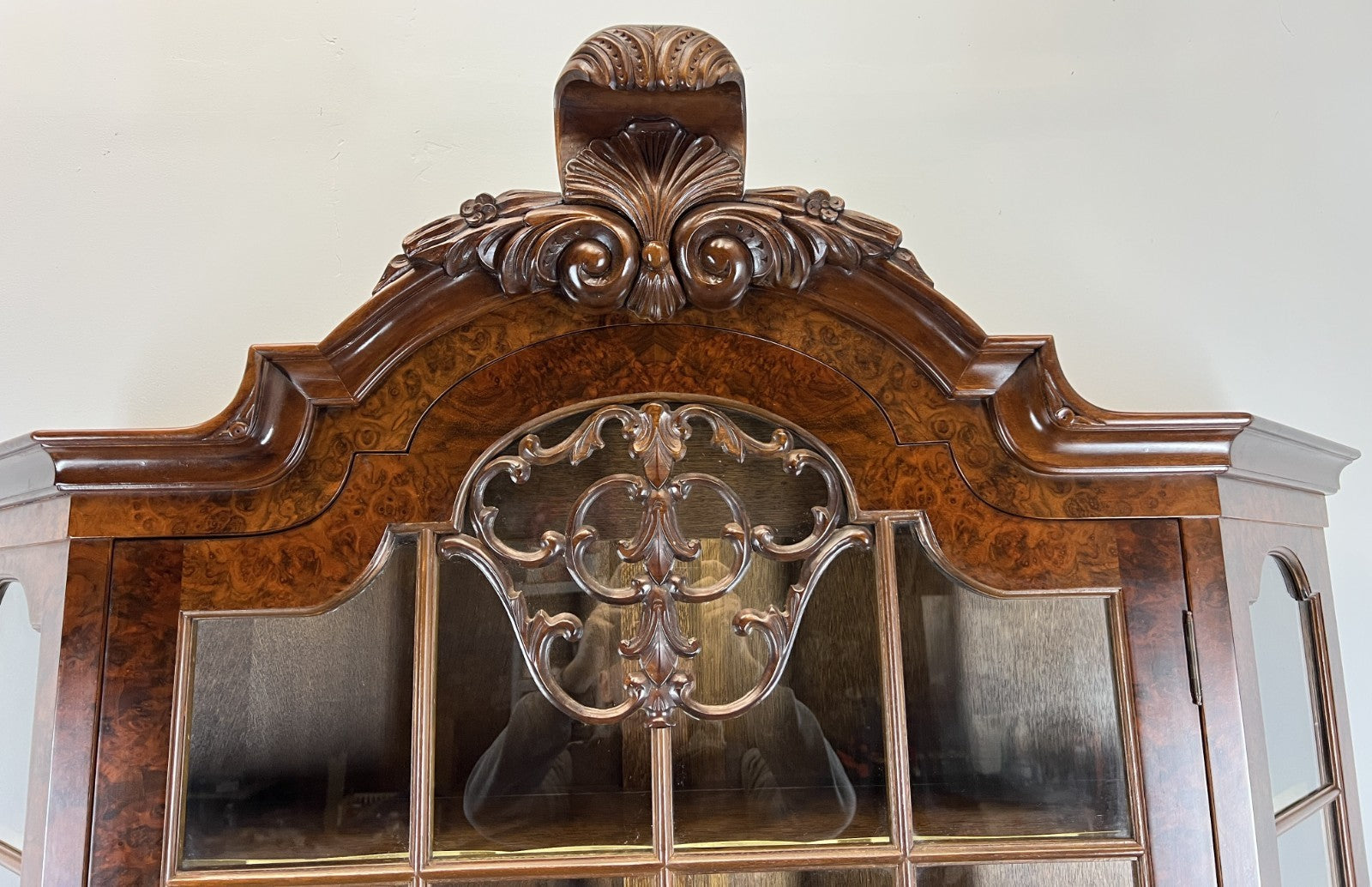 Bookcase Vintage French Carved Glass Doors Sideboard Drawers Cabinet LOT 44904