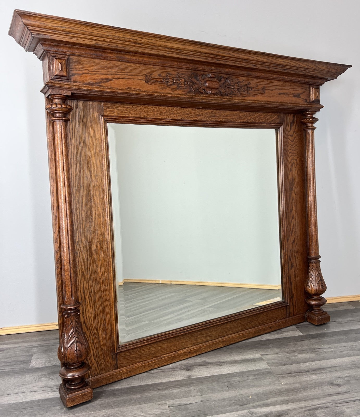 Antique French Style Carved Oak Wall Mirror Home Decor Wall Frame LOT 45518