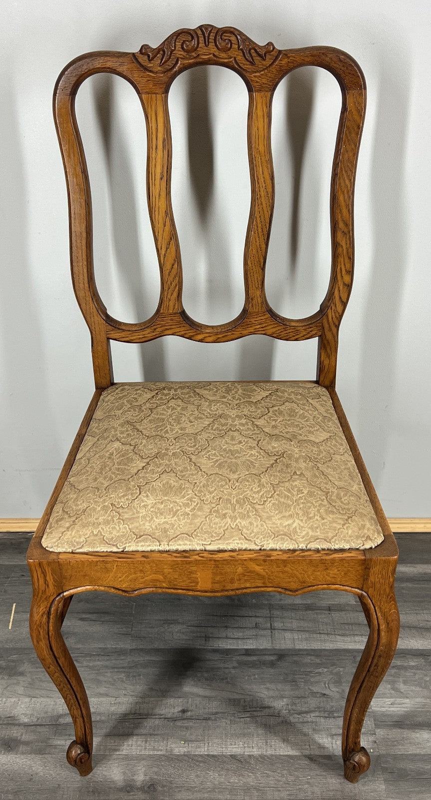 Chairs Vintage French Louis XVI Style Oak Upholstered Set of 6 Carved LOT 44018