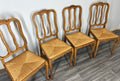 Chairs Vintage French Louis XVI Style Oak Upholstered Set of 4 Carved LOT 44032