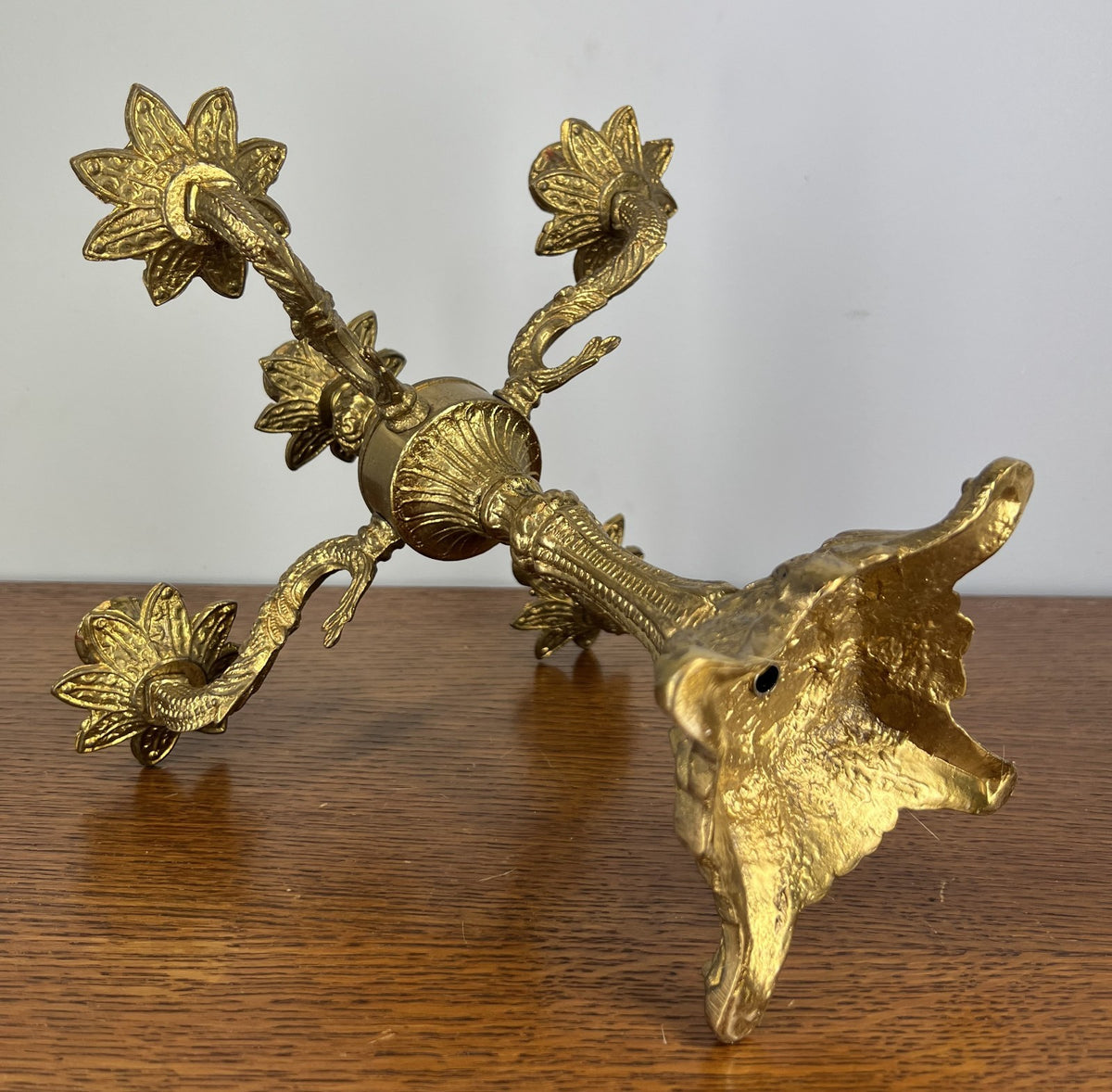 Candelabra Vintage Brass Five Arm Ornate Candle Holder LOT 4033